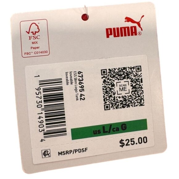 Puma Essentials Slim Logo Tank Top Salmon Women's Large - Picture 4 of 4